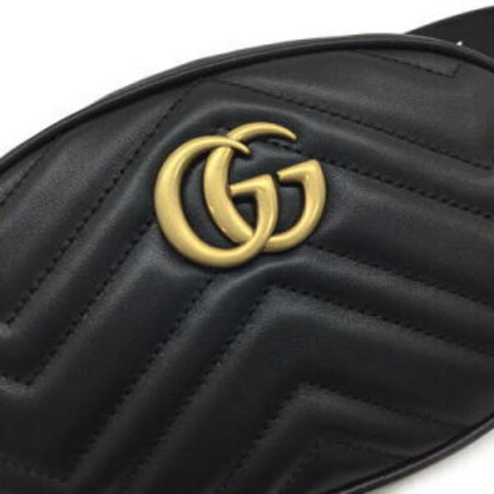 Starts Gucci GG Marmont Leather Belt Bag Waist Black - Picture 6 of 8